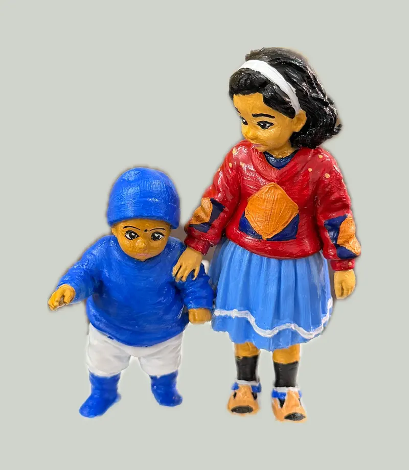 Painted miniature of two children holding hands